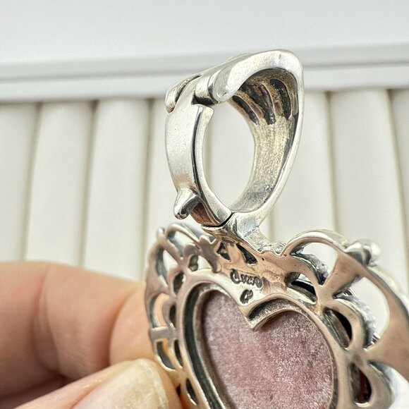 Carolyn Pollack Heart Pendant Enhancer Pink Rhodonite Opal Te Amo Sterling 925 - Picture 9 of 10